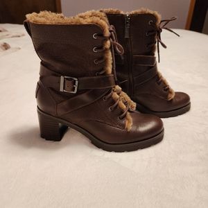 UGG Faux fur lined boots Brown leather